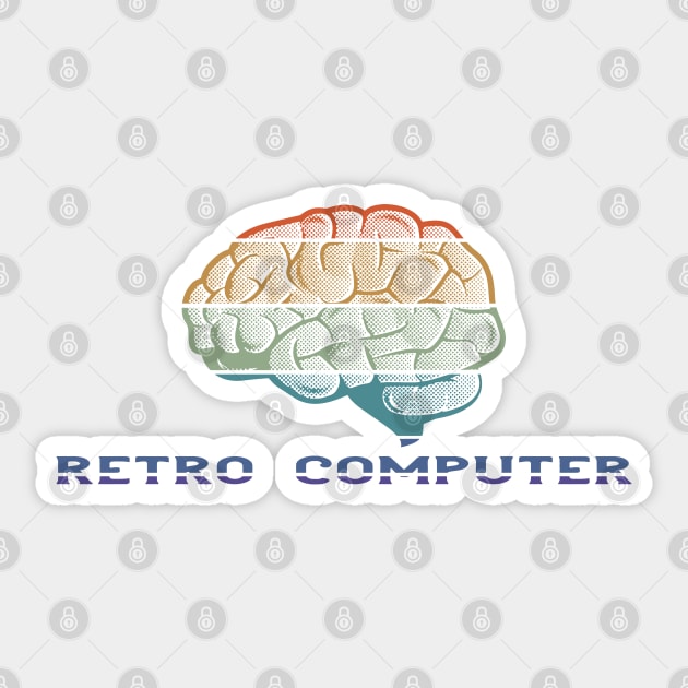 Retro Computer - Vintage Colored Brain Sticker by Jitterfly